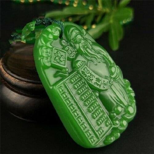 Natural Green Jade Pendant Hand Carved Fashion Statue Pendants Jadeite Necklace for Men Women Fashion Jewelry