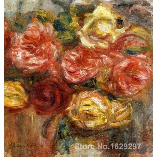 Canvas reproductions by Pierre Auguste Renoir Bouquet of Roses in a Vase wall art hand painted High quality