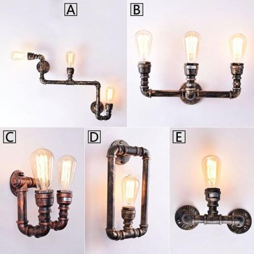 Retro Industrial Wall Lamp Vintage iron rust Water pipe Lamps E27 Loft Light Plated Indoor Lighting Home bedroom restaurant Deco