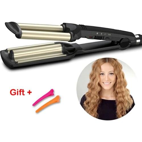 Hair Crimper Curling Iron Ceramic Crimpers Wavers Curler Wand Fast Heating 3 Barrels Hair Waver Tools Corn Types of Hair