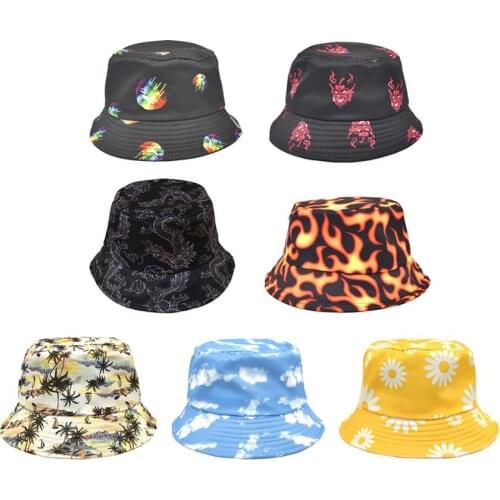 New Fashion Tie dye, Beach, Fire, Cloud, Dragon Print Fisherman Hat Fisherman Hat for Men and Women Outdoor Leisure Bucket Hat