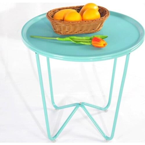 Assemble SKY BLUE Home Furnishing Simple Tea Table Living Room Iron Small Round Fashion Small Side Sofa Table