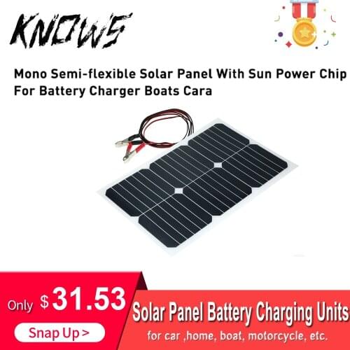 Auto Accessory Solar Panel 20W 12V Semi Flexible Sun Power For RV Car Boat Battery Charger Solar Cells Module + Chip