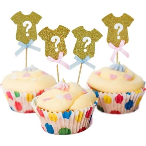 6pcs Gender Reveal girl/boy Cupcake Topper He or She Newborn birthday Party baby shower Decorations Favors supplies