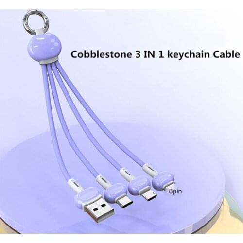 Universal Short Data Cable 3 in1 Fast Charge Portable keychain Micro USB Type-C Charging Cord for iPhone Xiaomi Huawei Redmi