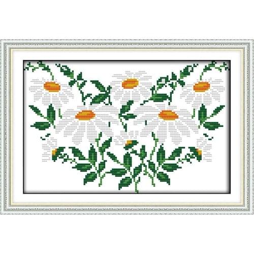 Everlasting Love White Daisies Chinese Cross Stitch Kits Ecological Cotton Stamped 14 11CT DIY Gift Wedding Decoration For Home
