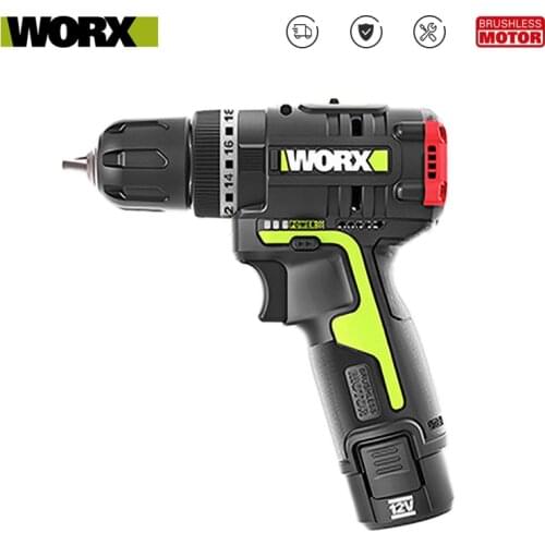Worx 12v Cordless Impact Drill WU131 30Nm Brushless Motor Adjust Torque Professional Tool Soft Hand Dual Speed