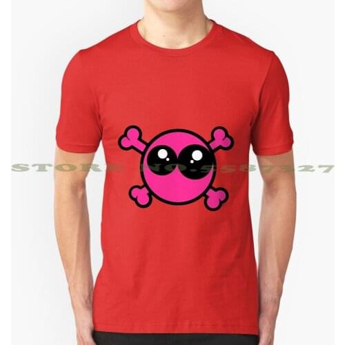 Funny Pink Skull And Bones Fashion Vintage Tshirt T Shirts Skull Bones Head Manga Amusing Black Fun Big Pink Comic Cute Anime