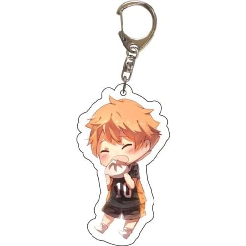 Anime Volleyball Boy Keychain Cartoon Haikyuu Kageyama Hinata Kenma Kozume Acrylic Figure Keyring Decor Bag Pendant Collection