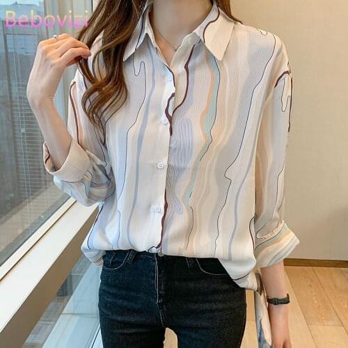 S-XXL 2021 New Fashion Turn-down Collar Summer Casual Three Quarter Women Button Up Tops and Shirts Office Lady Work Clothes