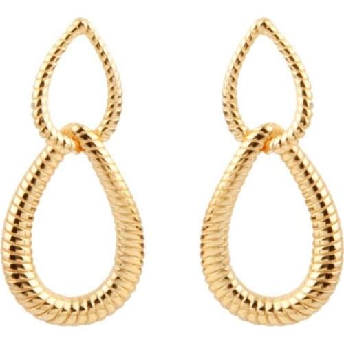 Authentic Sterling Silver 925 Earrings for Women 2021 Trend Yellow Gold Color Fashion Drop-shaped Earrings Hoop Ear Fine Jewelry