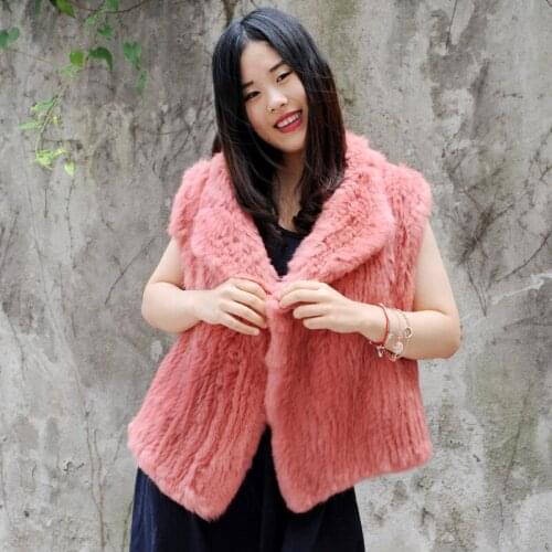 CX-G-B-192M Alibaba Women Fashion Vest Rabbit Fur Coat Rabbit Fur Pink Vest Lady Fur Vest Winter Autumn