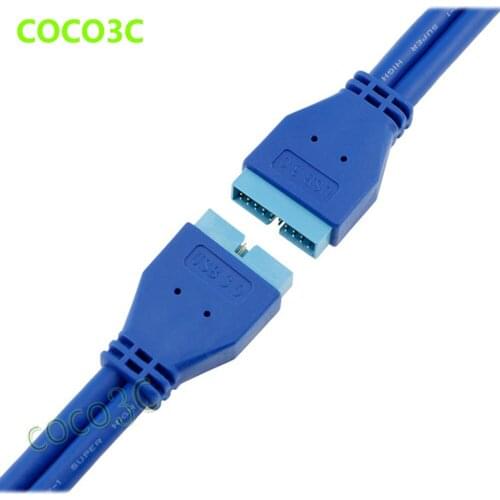 2 inch Motherboard 19P / 20 Pin Male to Male Port Cable 5Gb/s USB 3.0 Header cable