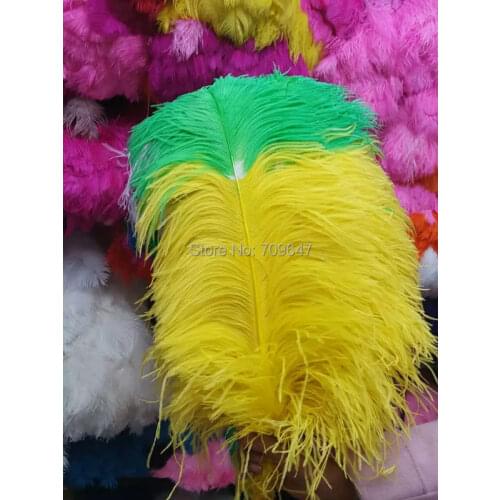 20Pcs/Lot!60-65cm Two Tone High Quality Ostrich Feathers,Green+Yellow Ostrich Craft Feathers for stage and Home decoration