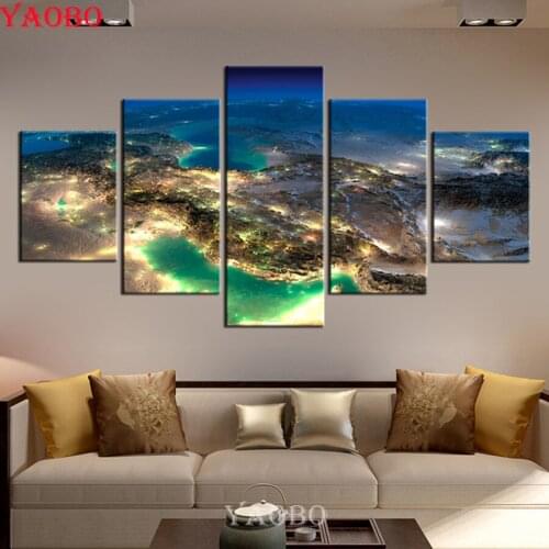 5 pcs set Diamond Painting Universe Planet Earth Full Square/ Round Drill mosaic diamond picture Of Rhinestones Embroidery beads