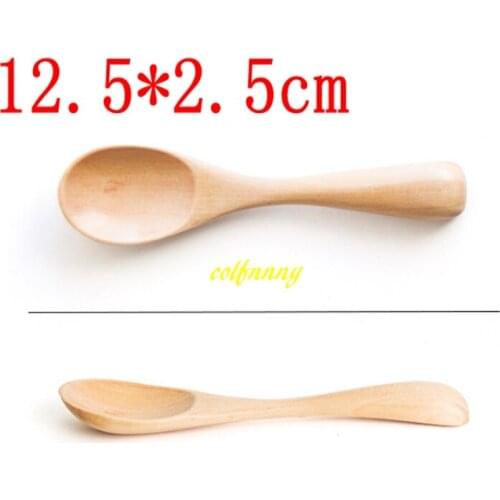 500pcs/lot Fast shipping 12.5*2.5cm Honey Wood Spoon Flatware Dessert Soup Tea Coffee Stirring Wooden spoons