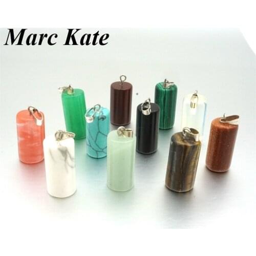 Assorted Column Natural Quartz Stone Pendant Rose Tiger Eye Opal Pillar Drop Charms Jewelry Fit DIY Necklace Earrings Making