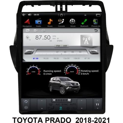 17 Inch Car Radio Multimedia Player Head Unit Tesla Style Screen Android 9.0 Car GPS Navigation For TOYOTA PRADO 2018-2021