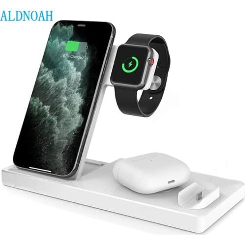 15W Qi Fast Wireless Charger Stand For iPhone 12 11 X 8 Apple Watch 4 in 1 Foldable Charging Dock Station for Airpods Pro iWatch