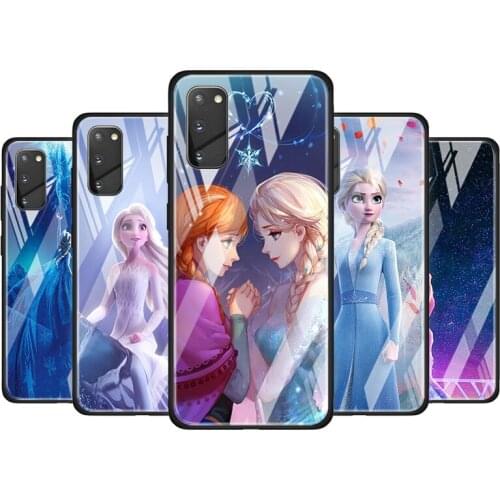 Beautiful Princess Elsa Tempered Glass Cover For Samsung Galaxy S20 S10 S9 S8 S10E FE Ultra Plus Lite Phone Case
