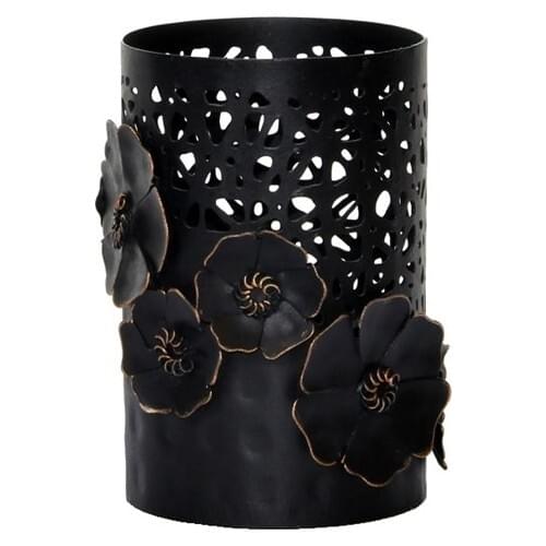 Dekorsende Floral Metal Candle Holder Black Small