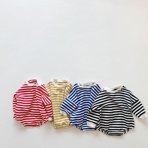 Spring Autumn Newborn Boys Girls Hoodies Jumpsuits Clothes Baby Boys Girls Long Sleeve Striped Rompers Children Rompers