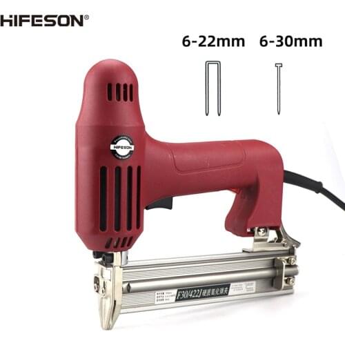 HIFESON High Quality F30/422 Nailer 220V 2 in 1 Electric Staples Nail Guns Furniture Frame Carpentry Wood Working Tools