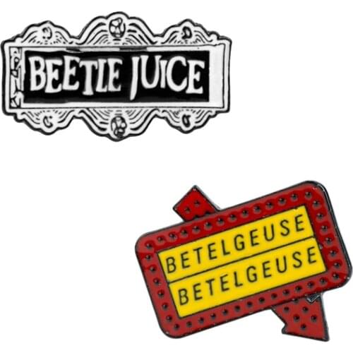 BETELGEUSE BEETLE JUICE Enamel Pin Road Sign Billboard Brooch Funny Artist Badge Punk Movie Jewelry Gift For Friends Bag clothes