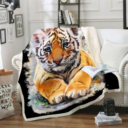 Lovely tiger 3d Printed Fleece Blanket for Beds Hiking Picnic Thick Quilt Fashion Bedspread Sherpa Throw Blanket Adults Kids
