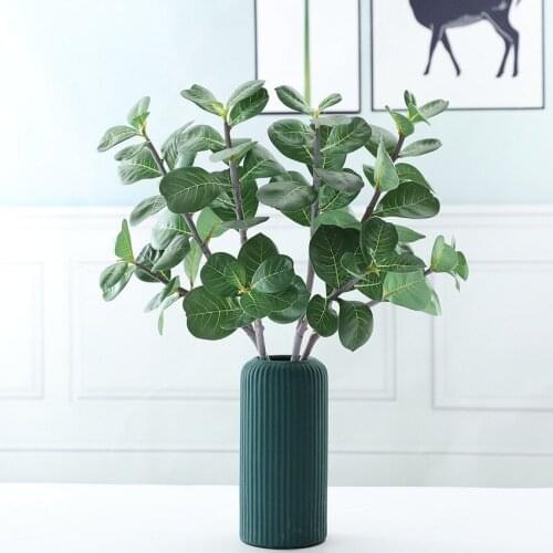 Htmeing artificial green branches fake plants stems with leaves decorative branches real touch plastic flowers home party decor
