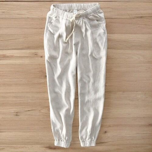 Summer Thin Cotton Linen Trousers Mens Loose Harem Pants Linen Pants Men Casual Pants Mens Ninth Pants Fashion Pants