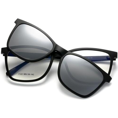 Retro Polarized Sunglasses Set Mirror Magnetic Prescription Glasses Frame Square One Mirror Dual-Use Sunglasses Driving 2122