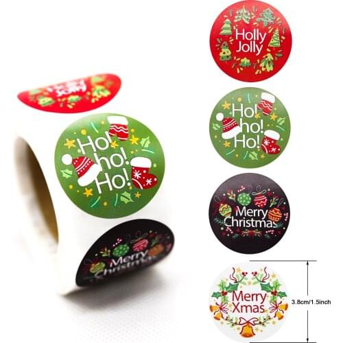 Round Christmas gift packaging Sticker,Christmas Gift Wrapping Stickers,Present Stickers,Envelope Seals sticker 500pcs/lot