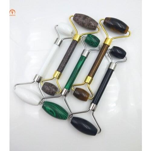Natural Jade Tiger Eyes Obsidian Roller Massage Stick Germanium Stone Roller Massager relieve fatigue Brush Health Beauty Tool