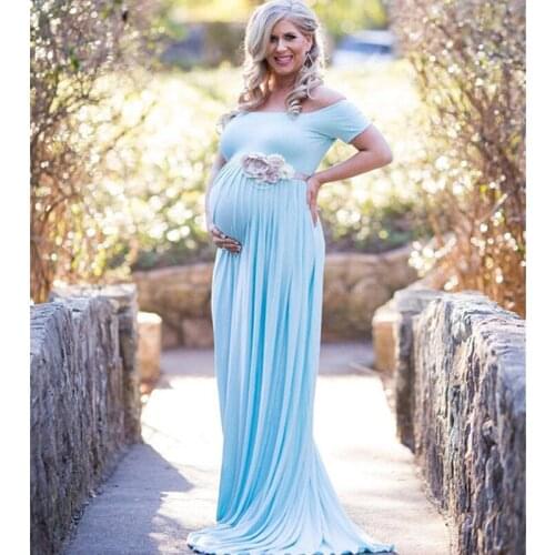 New Maternity Dresses Photography Props Cotton pure Maternity Long Dress maxi dress Clothes for Pregnant women No Belt