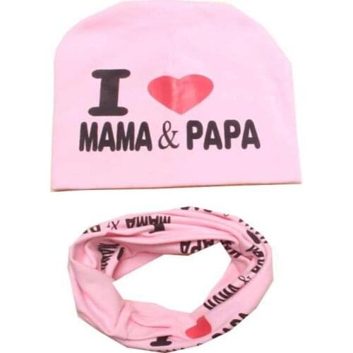 Baby Girls Clothing Hat Set Letter Printed Cotton Cap Baby Hats Newborn Hat Children Scarf Collar Boys Beanie s