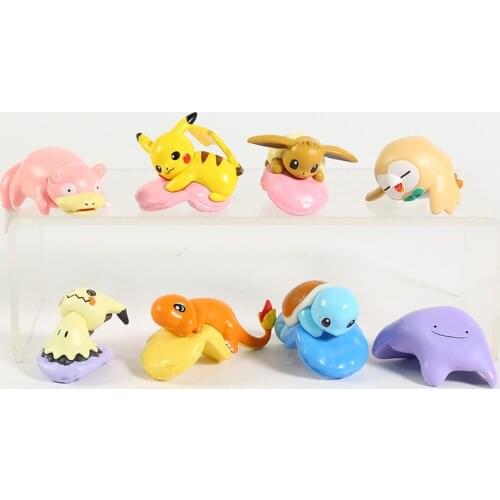 Pokemon Pittori Collection Figure Charmander Squirtle Slowbro Mimikyu Ditto Eevee Rowlet 8pcs/set