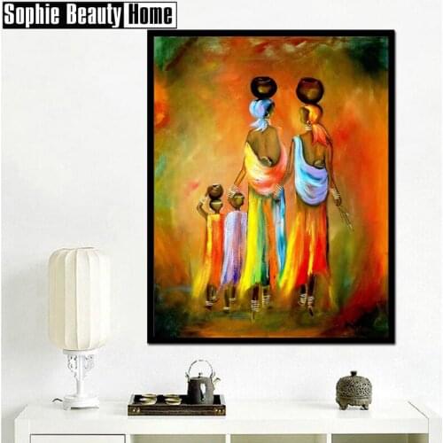 Full DIY 5D Diamond Painting Cross Stitch African women Diamond Embroidery Pattern Rhinestone Diamond Mosaic Home Decor 198008