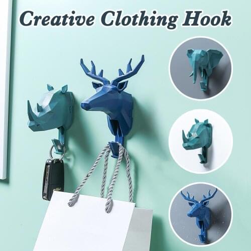 Expandable Wall Hooks Animal Head Hook for Hanging Coat Key Plugs Hanger Home Creative Cartoon Patterns Elephant Rhino Elk