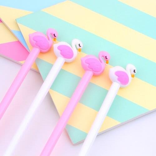 4 Pcs/lot Creative Flamingo Swan Gel Pen Signature Pen Escolar Papelaria School Office Supply Promotional Gift