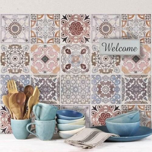 Packaging 24 tile stickers size 15x15 cm - Made in Italy PVC for bathroom and kitchen stickers Design - Carrara