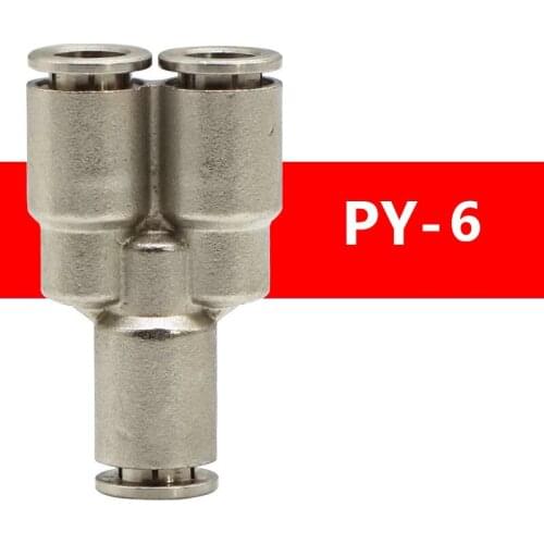 Air Pneumatic All metal quick Y Shaped Plastic Pipe Fitting 3 Way Tee Quick Joint Push in Fittings PY-6