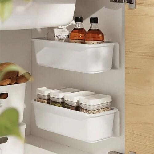 Bathroom Storage Box Kitchen Cabinet Drawer Shelf Nail-free Seasoning Shelf Kitchen Storage Rack Perforated Pull Drawer Hanger