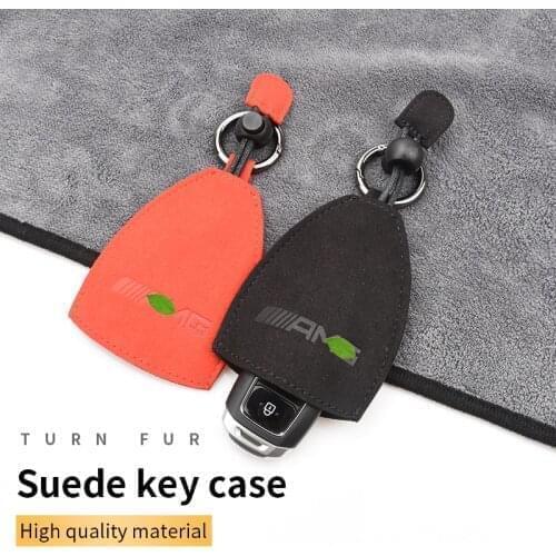 Suede Imprint AMG Logo Key Case Key Cover for Mercedes benz W124 W166 W176 W177 W202 W203 W204 W205 W210 W211 W212 W213