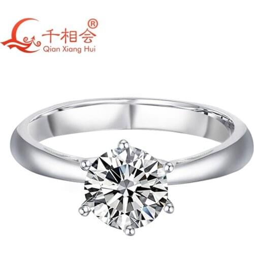 925 Sterling Silver Rings with 6.5mm round shape best qaulity cubic zirconia stone for Women Party Jewelry