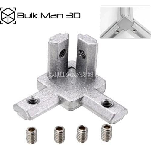 100pcs/Lot 3-Way Corner Bracket 3030 Three Way Hidden Corner with Set Screws for 3030