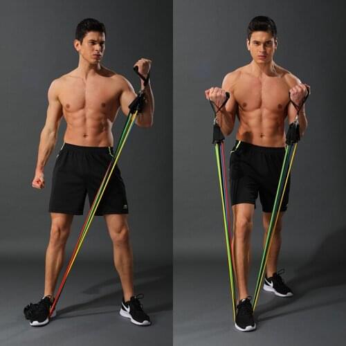 11pcs/set Pull Rope Fitness Exercises Resistance Bands Latex Tubes Pedal Excerciser Body Training Workout Yoga Training Home Gym