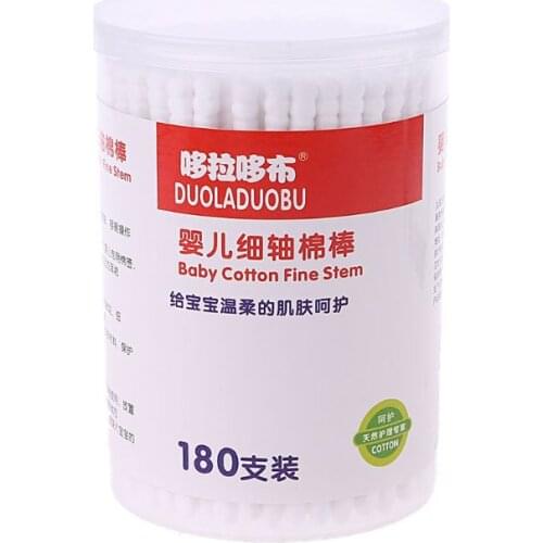 180Pcs Baby Swabs Cotton Double End Swab Disposable Thin Stick Cleaning Tools Cotton Sticks Q-Tips 8.1CM