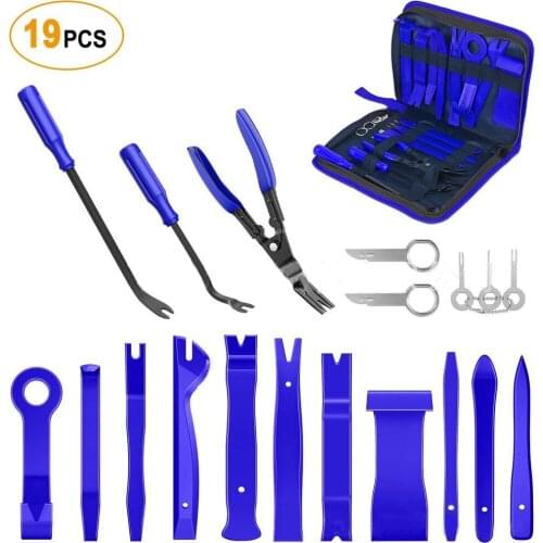 19Pcs Car Door Clip Panel Audio Video Dashboard Removal Kit Installer Prying Tool Navigation Disassembly Automobile Nail Puller