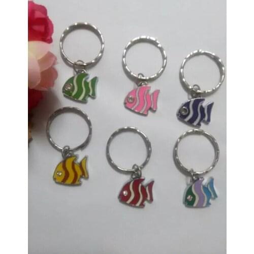 20pcs Fashion Jewelry Vintage Tone Enamel Small Sea Fish Pendant Charms Keychain Christmas Gift Jewelry D278